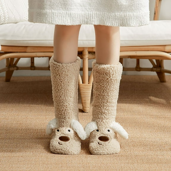 Dianli Cozy Plush Women's Sleeping Socks Thick Fleece Thermal Bootie Slippers With Non-Slip Grips Soft Warm Floor Socks For Home Lounge Bed Winter Gift