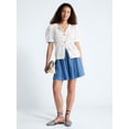 thumbnail image 3 of Free Assembly Women's and Women's Plus Pineapple Cardigan Sweater with Short Puff Sleeves, Lightweight, Sizes XS-4X, 3 of 6