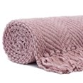 thumbnail image 4 of Chanasya Textured Knitted Super Soft Throw Blanket With Tassels Plush Lightweight Fluffy Woven Blanket for Bed Sofa Couch Cover Living Bed Room Acrylic Rose Pink Throw Blanket (50x65 Inches) Mauve, 4 of 5