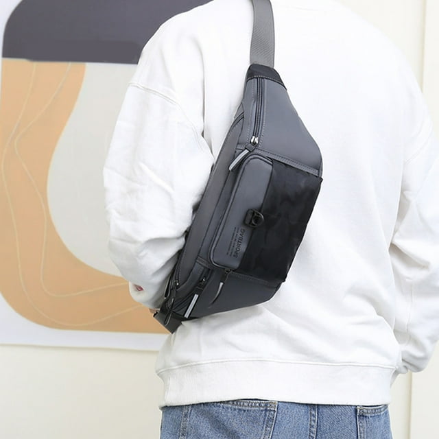 Waist Bag, Men's Large-capacity Casual Sports Shoulder Bag, Cloth Chest Bag, Antitheft Water Proof With Multiple Storage Area, Breathable & USB Charging Interface, For Cycling, Camping, Running