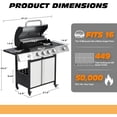 thumbnail image 3 of Haverchair 4-Burner Gas BBQ Grill, Silver Stainless Steel Barbecue Gas Grill with Side Burner and Bottle Opener for Outdoor Patio Garden Picnic Backyard Cooking, 50,000BTU, Silver, 3 of 7