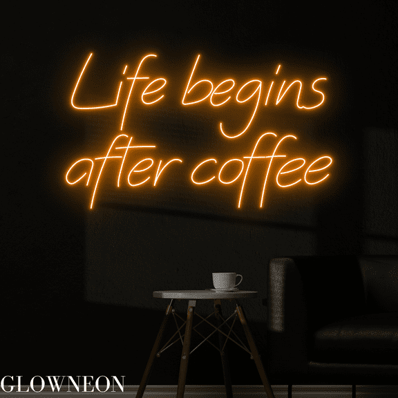 Glowneon Life Begins After Coffee Neon Sign, Coffee Shop Wall Decor