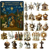 2025 24-Day Advent Countdown to Christmas Calendar - 24pcs Box Style with Christmas Tree Pendants, Celebrates The Birth of Jesus, Holiday Activity for Families, Adults