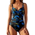 thumbnail image 2 of RELLECIGA Women's Twist Front One Piece Swimsuit for Lady Ruched Tummy Control One Piece Bathing Suits for Women Feather Print Size L, 2 of 12