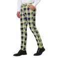 thumbnail image 4 of INSPIRE CHIC Men's Formal Color Block Slim Fit Flat Front Plaid Dress Pants 36 Navy Yellow, 4 of 7