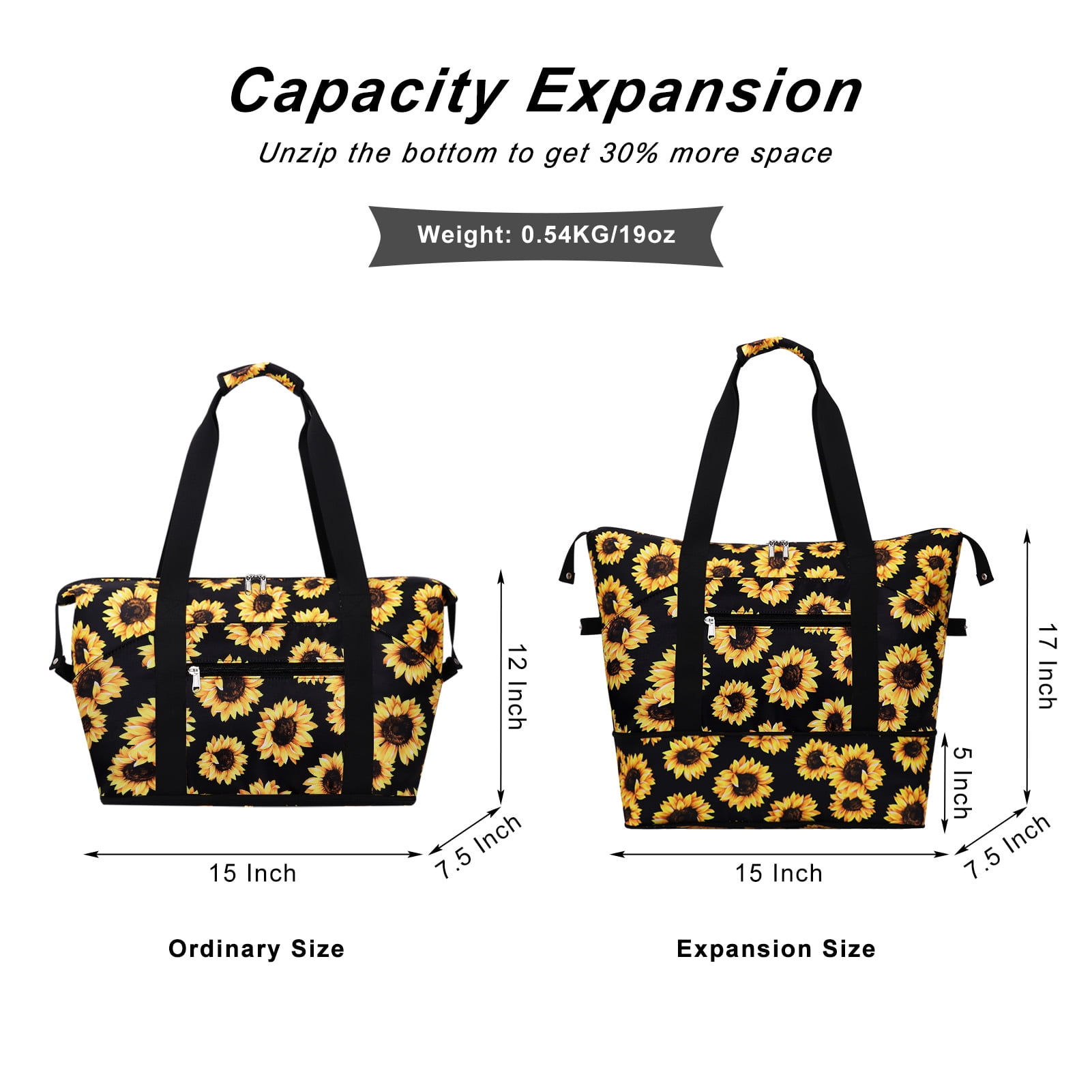 Duryarhall Foldable Multiple Pockets Sports Tote Handbag Single Shoulder Waterproof Travel Bag