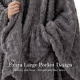 thumbnail image 3 of Walensee Wearable Blanket Sherpa Fleece Blanket, Fuzzy Super Soft Plush Shawl TV Throw Blanket with Pockets, Fluffy Warm Cozy Cape Wrap for Women Adults (Dark Grey, 59” x 63”), 3 of 9