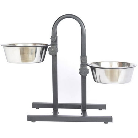 Iconic Pet Adjustable Stainless Steel Pet Double Diner For Dog (U Design), 5 Qt, 160 Oz, 20 Cup