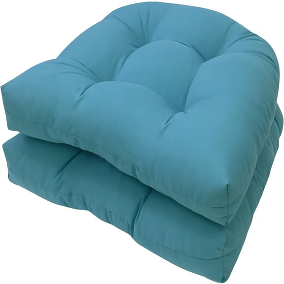 XIBUFE Set of 2 Teal Outdoor Indoor Rocking Chair Cushion Patio Seat Cushion Tufted Chair Pads for Porch Wicker Garden Rocking Chair Use 19X19in