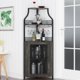 thumbnail image 1 of Yeshouse mueble esquinero para vinoteca de estilo rústico, pequeño aparador con estante desmontable y puerta de malla, soporte para vasos, armario para licores y café, ideal para cocina y comedor, 1 of 8