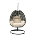thumbnail image 3 of LeisureMod Charcoal Wicker Indoor Outdoor Bedroom Patio Hanging Egg Swing Chair with Stand and Cushion Beige, 3 of 10
