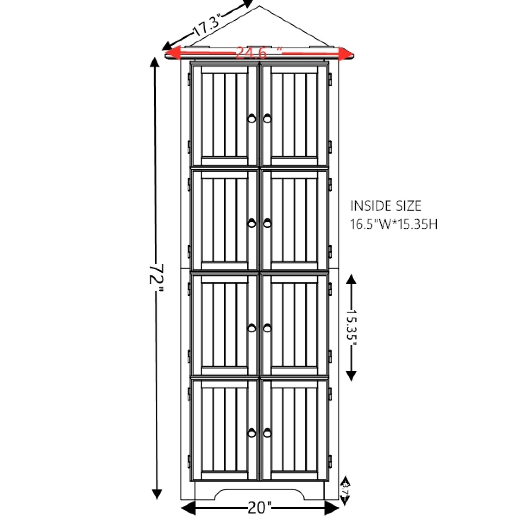 Leumius 4-Tier 72" Corner Kitchen Pantry Storage Cabinet with 8 Doors Tall Storage Cabinet, Corner Cabinet and Shelves, Bookshelf Cabinet for Bathroom, Living Room, Kitchen Black