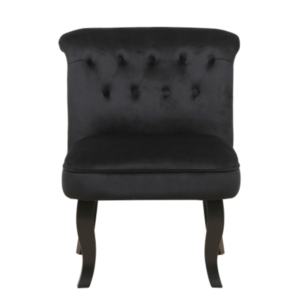 Modern Black Velvet Accent Chair Contemporary Upholstered Single Sofa