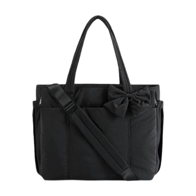 Bolso tote ligero tipo bandolera para viajes, negocios, trabajo, vacaciones y compras. Negro