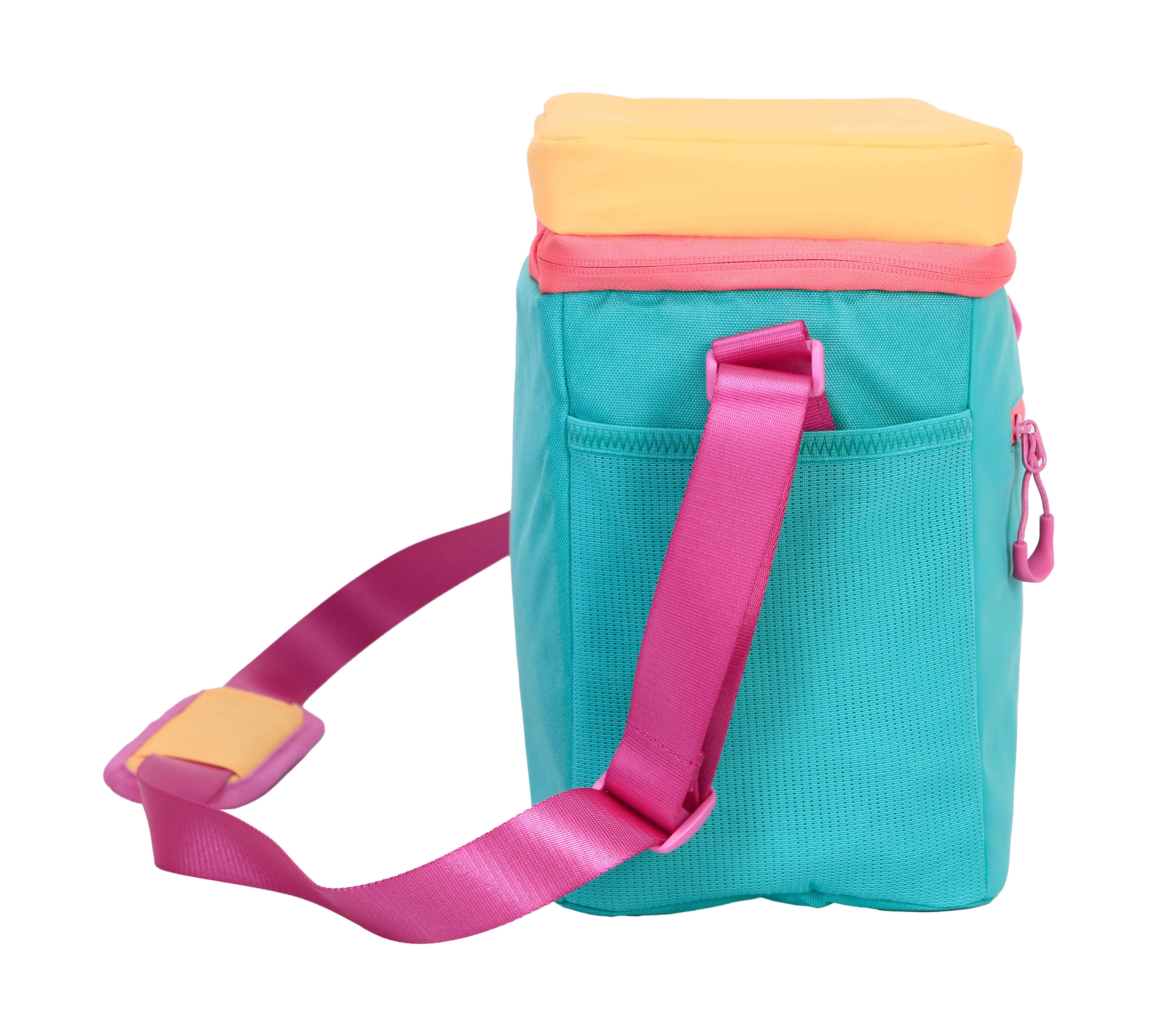 Ozark Trail Coated Soft Side Cooler with Removable Hardliner, 12 Can, 8 Quart Capacity, Summer Vibes Collection, Green/Yellow