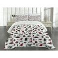 thumbnail image 3 of Ambesonne East Quilted Bedspread Set 3 Pcs, Japanese Architecture Artwork, King Size, Dark Coral Black White, 3 of 5