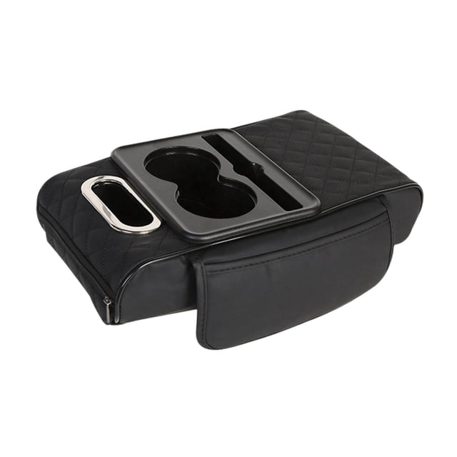 Almohadilla para reposabrazos de coche, portavasos multifuncional de cuero sintético con portavasos, organizador de consola central