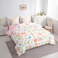 thumbnail image 2 of Manfei Kawaii Daisy Flower 7 Pieces Bedding Comforter Set,Country Floral Full Bedding Set,White Pink Green Fitted Sheet Flat Sheet For Girls Kids,Microfiber Bedroom Decor Reversible, 2 of 7