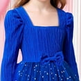thumbnail image 5 of Miluxas Girl Knee-Length Dress Kids Long Sleeve Lace Casual Dresses Blue 6-7Years, 5 of 5