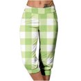 thumbnail image 2 of Stamzod Women's Capris Fashion Plaid Printing Summer Stretch Waist Cropped Pants Casual Fitting Plus Size Pants with Pocket Green C L, 2 of 7