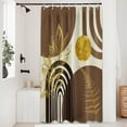 thumbnail image 2 of Boho Mid Century Modern Shower Curtain Black and Brown Shower Curtains for Bathroom Decor Beige and Dark Tan Gold Leaves MCM Bath Curtain Set, Waterproof Fabric, 36" W x 72" L, 2 of 6
