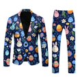 thumbnail image 1 of toraway Mens Suits 2 Piece Set Classic Fit Mens 3D Digital Printed Suit Set Light Business Suit Jacket Trousers Set XXXL, 1 of 4