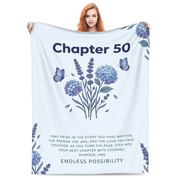 50th Birthday Gifts for Her, Him, Chapter 50 Birthday Blanket, 50 Year Old Bday Gifts for Women Friend, Sister, Mom, 1976, 50th Birthday Decorations, Turning 50 Throw Blankets 50x40