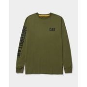 Caterpillar Men's Trademark Banner Long Sleeve Tee Shirts with Center Back Neck Wire Management Loop and CAT Logo, Chive, 4XL