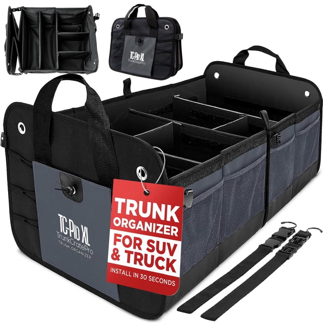 Organizador de maletero TRUNKCRATEPRO XL para SUV, coche, camión, gris