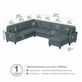 thumbnail image 3 of Hudson 128W U Shaped Couch with Chaise in Turkish Blue Herringbone Fabric, 3 of 7