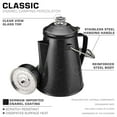 thumbnail image 3 of COLETTI Classic Percolator Coffee Pot — Coffee Percolator, Camping Kettle – The Original Camping Coffee Pot, Now Modernized – For Campsite Brewmasters Everywhere [Black Enamel, 12 Cup], 3 of 8