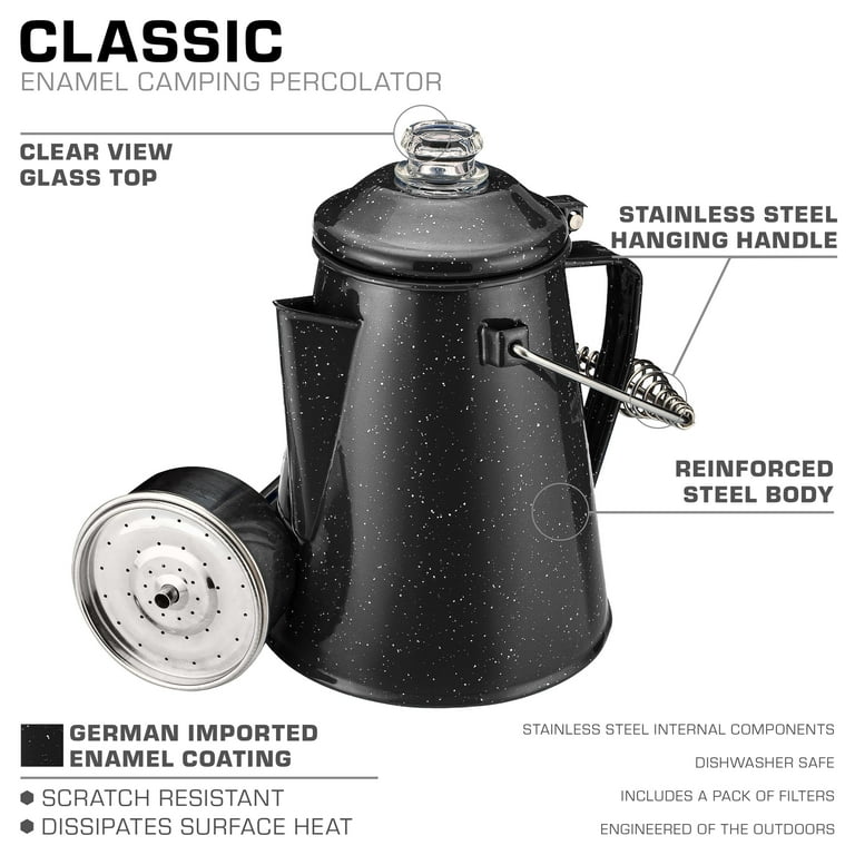 COLETTI Classic Percolator Coffee Pot  Coffee Percolator, Camping Kettle  The Original Camping Coffee Pot, Now Modernized  For Campsite