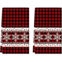 Red Buffalo Plaid Snowflake Winter Kitchen Towels Dish Towels, 16x24 Inch Farmhouse Holiday Decoration Cleaning Set of 2