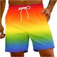 thumbnail image 2 of Pitauce Summer Swim Trunks for Men Gradient Color Breathable Quick Dry Plus Size Board Swim Shorts Elastic Waist Drawstring Beachwear with Pocket, 2 of 7