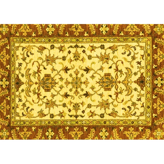 Ahgly Company Indoor Rectangle Abstract Yellow Modern Area Rugs, 7' x 9'