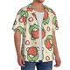 thumbnail image 2 of Balery Frog Hold Strawberry Camisa Casual de Manga Corta con Botones para Hombre, Texturizada, Estilo Cubano, para Playa, Verano-Large, 2 of 5