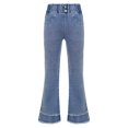 thumbnail image 3 of IEFIEL Kids Girls High Waist Flared Jeans Casual Trousers Bootcut Denim Pants Blue 7-8, 3 of 7