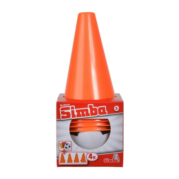 Simba Toys - Soccer Cone Set 4 cones each H:6.69 inch, 1 ball D:3.54 inch, 1 yellow and 1 red card,
