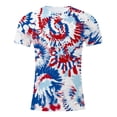 thumbnail image 3 of FUZHIQ Men's Patriotic Red Blue White Tie Dye T-Shirt Casual Short Sleeve Crew Neck Tee Summer Lightweight Soft Tops Daily Vacation Streetwear Tees for Men,L, 3 of 5