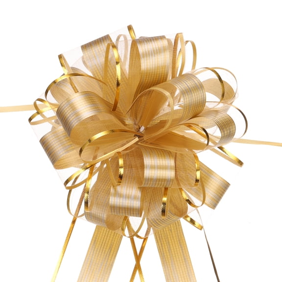 20pcs 8 Inch Large Pull Bow Gift Wrapping Bows Ribbon Organza Gold for Wedding Presents Christmas Party
