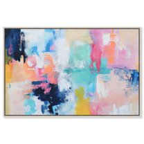 Fluid Drift Canvas Maximalist Abstract by Art Remedy, Silver Frame, 15" x 10"