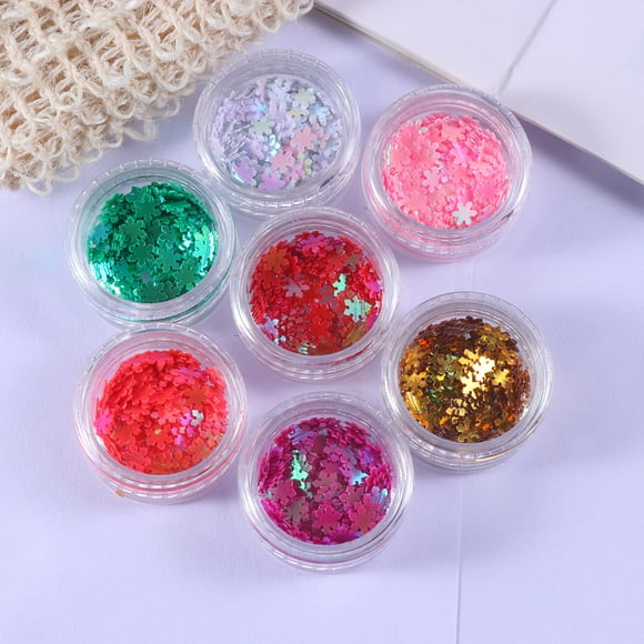 CTIRCHIU 12Pcs Snow Flakes Nail Chunky Glitter For Nails Plastic Assorted Colors Fashion Decoration