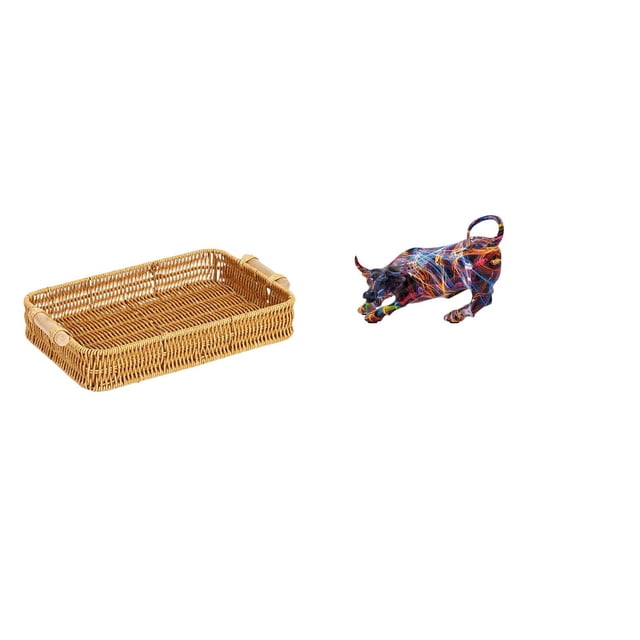 Cestas De Frutas Tejidas, Figuras Modernas De Toro De Resina, Cuenco Para Servir Aperitivos, Esculturas De Animales Feng Shui Coloridas, Cesta De Frutas, Plato De Pan, Estatuas Artísticas Para
