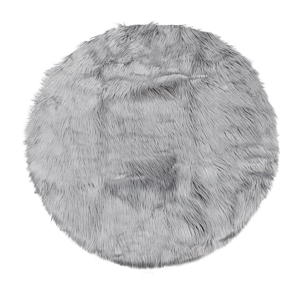 Faux Fur Sheepskin Plush Area Rug Light Gray 3x3 Feet Round Walmart