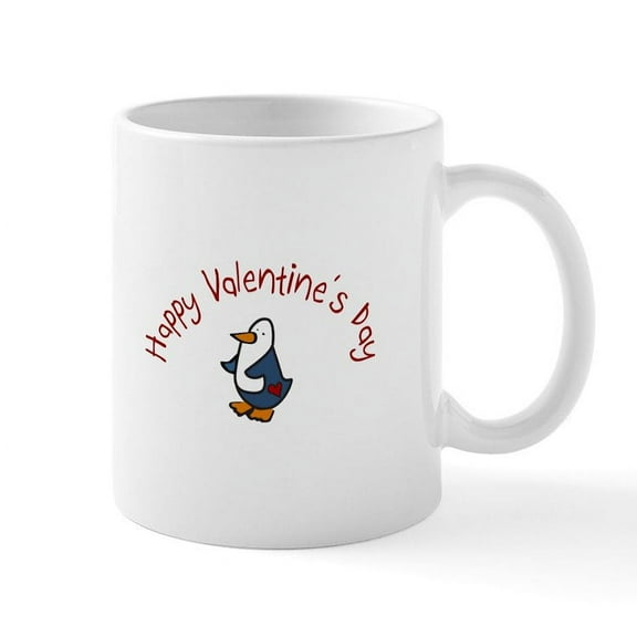 CafePress - Valentine Penguin Mugs - 11 oz Ceramic Mug - Novelty Coffee Tea Cup