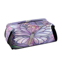 BZSMCE Leatehr Tissue Holders Cute Purple Butterfly Garden Pattern Tissue box