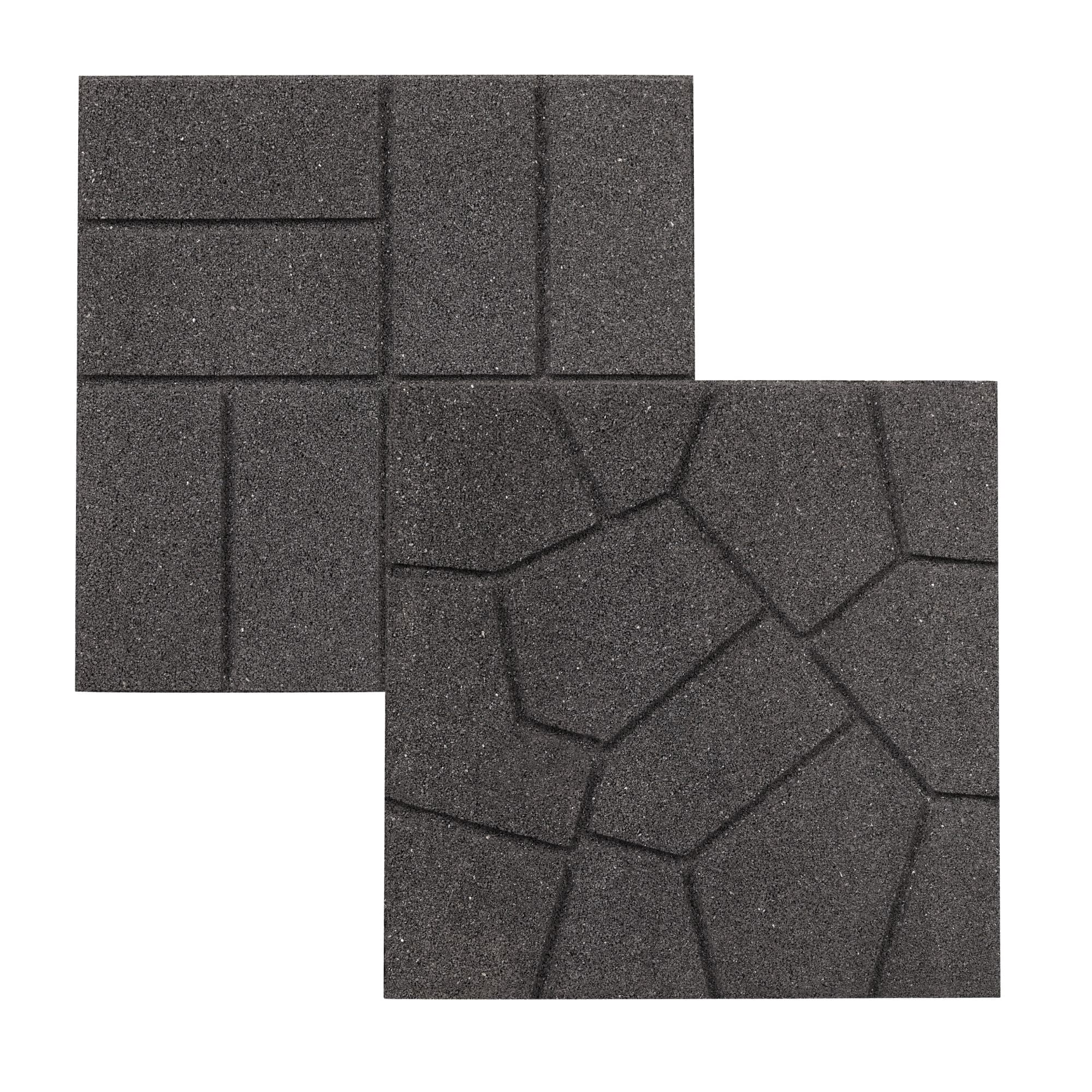 GroundSmart 16" x 16" x 3/4" Gray Dual-Sided Rubber Garden Patio Paver, 9 Pack