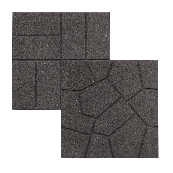 GroundSmart 16" x 16" x 3/4" Gray Dual-Sided Rubber Garden Patio Paver, 9 Pack