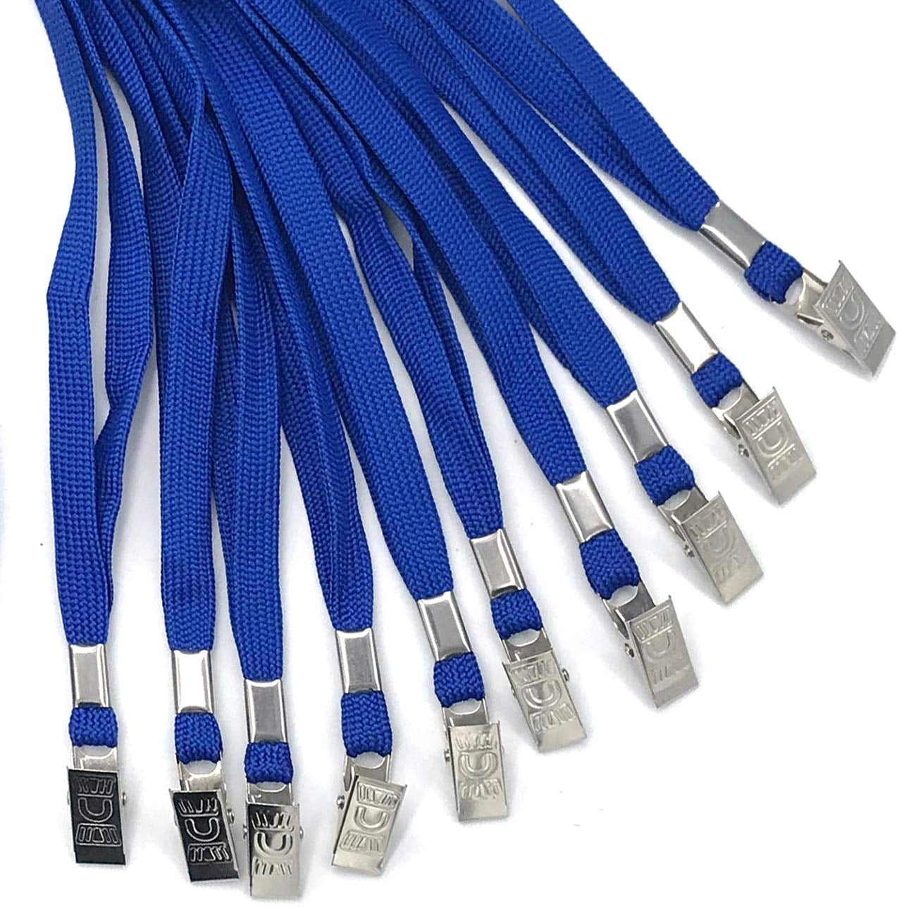 Lanyard 100 Pack Blue Badge Lanyards Flat Round 32" With Clip