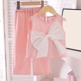 thumbnail image 2 of Wxirdiow Girls' Clothing Sets Girls 2 Piece Long Pant Set Bow Top Wide Leg Pants Set Sleeveless Outfits for Girls Party Summer Casual Pink Size,4-5 Years, 2 of 9